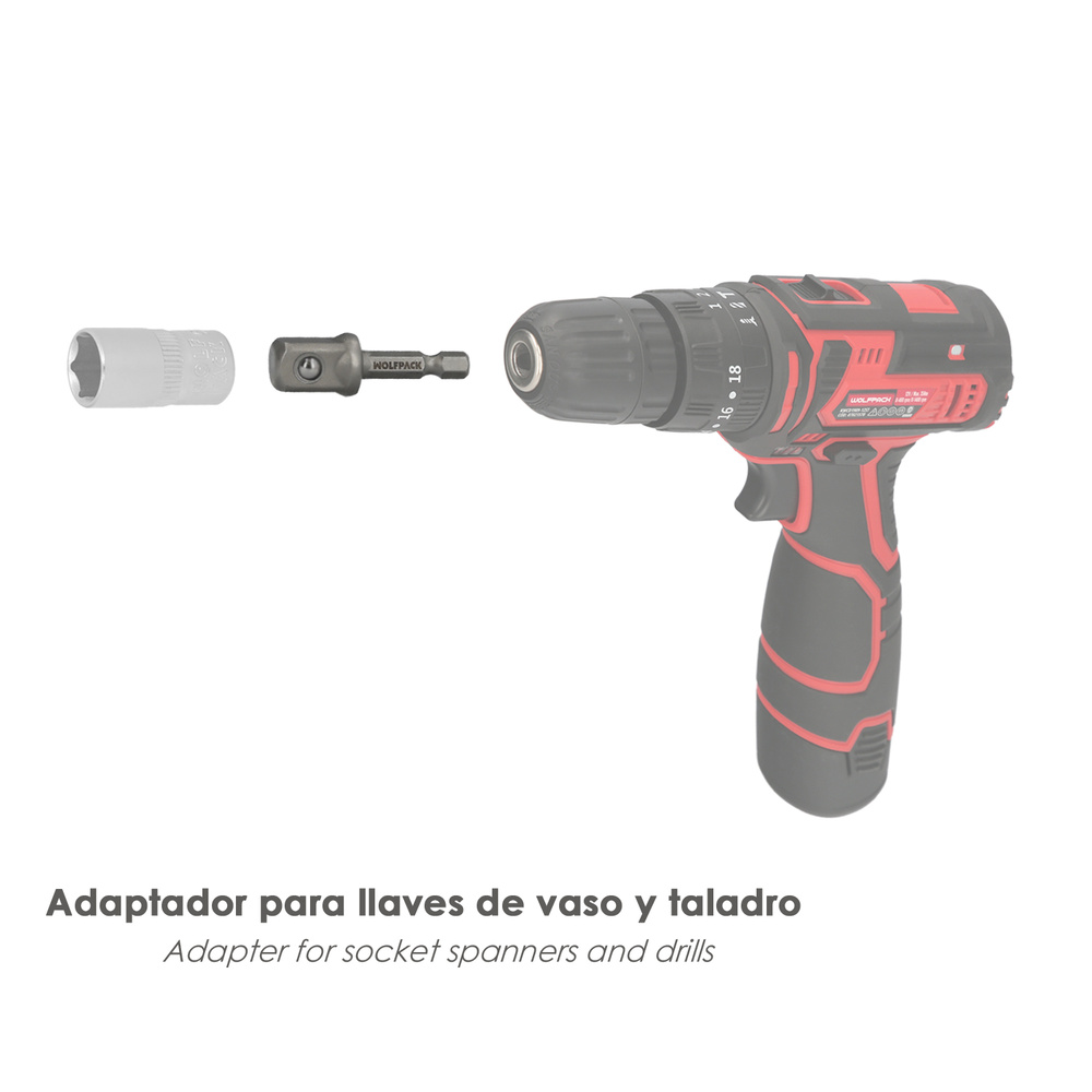 ADAPTADOR PARA LLAVE DE VASO1/2 PARA TALDRO O ATORNILLADOR